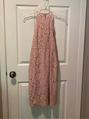Pink Lace Halter Dress